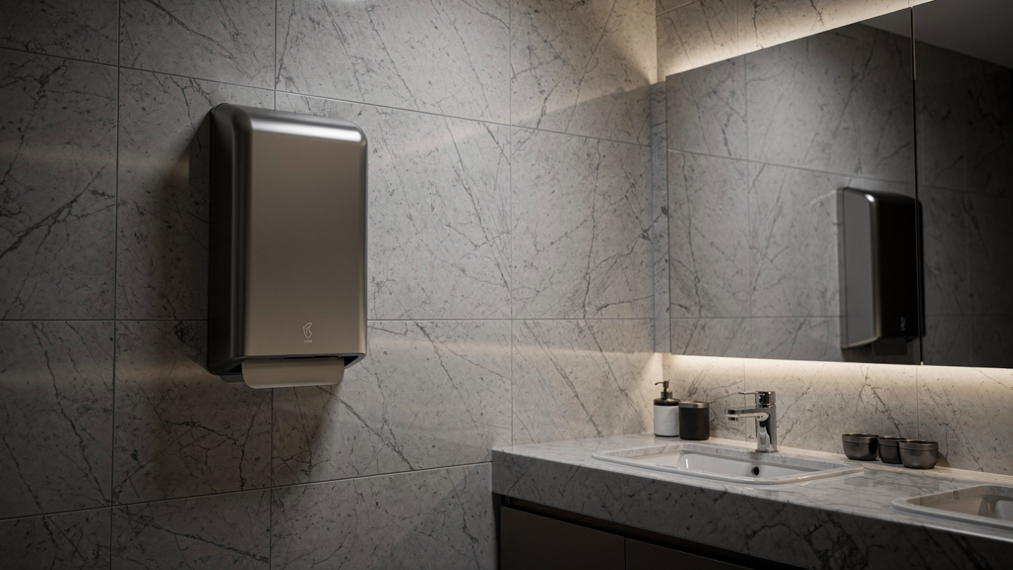 high speed hand dryer in commercial washroom