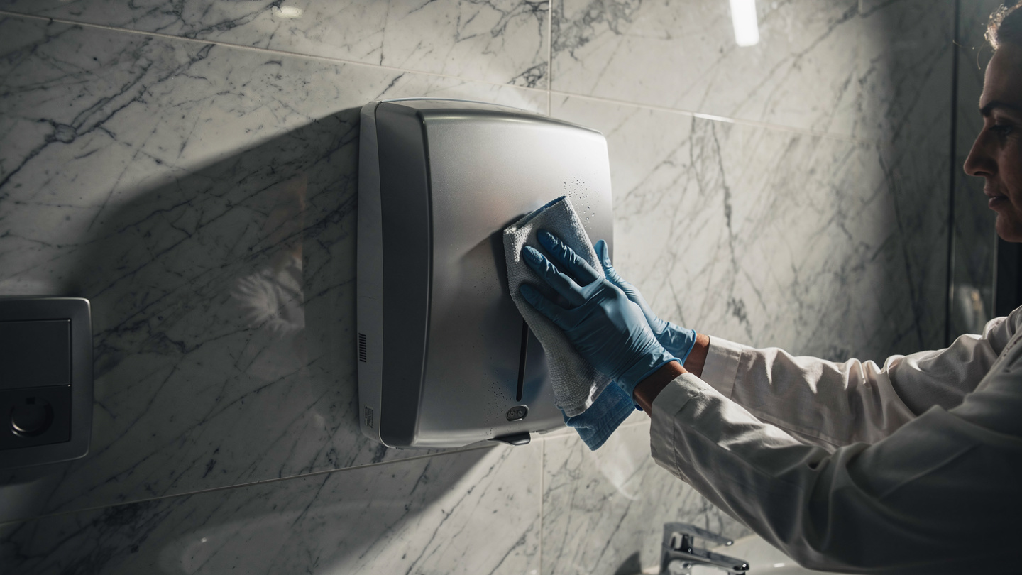 cleaning a commercial hand dryer