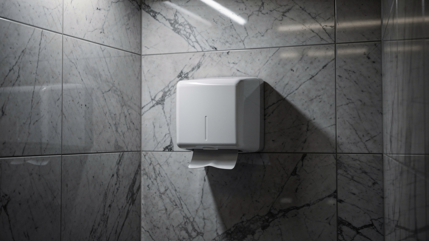 compact hand dryer in office bathroom